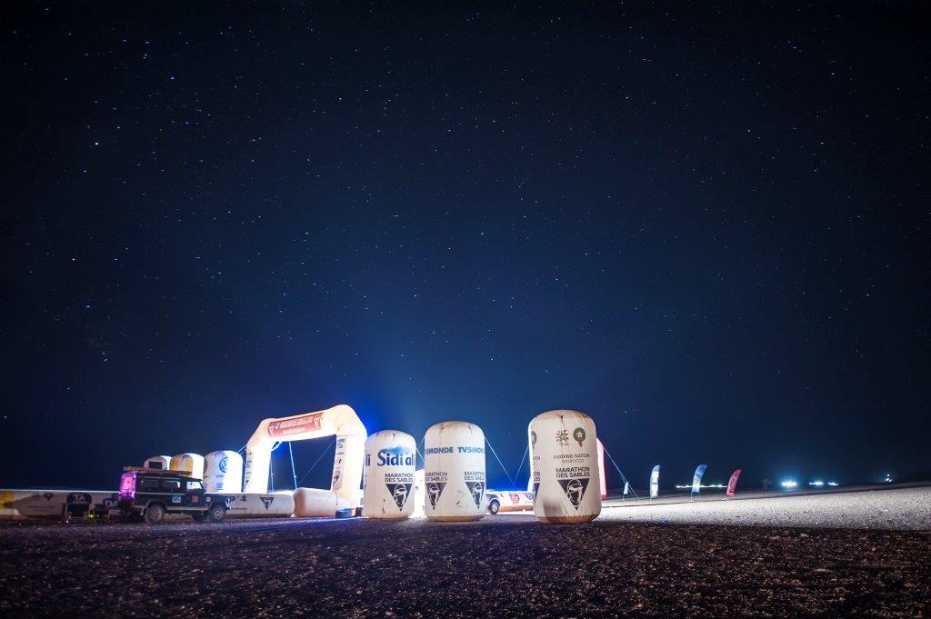 Marathon des Sables finish line at night