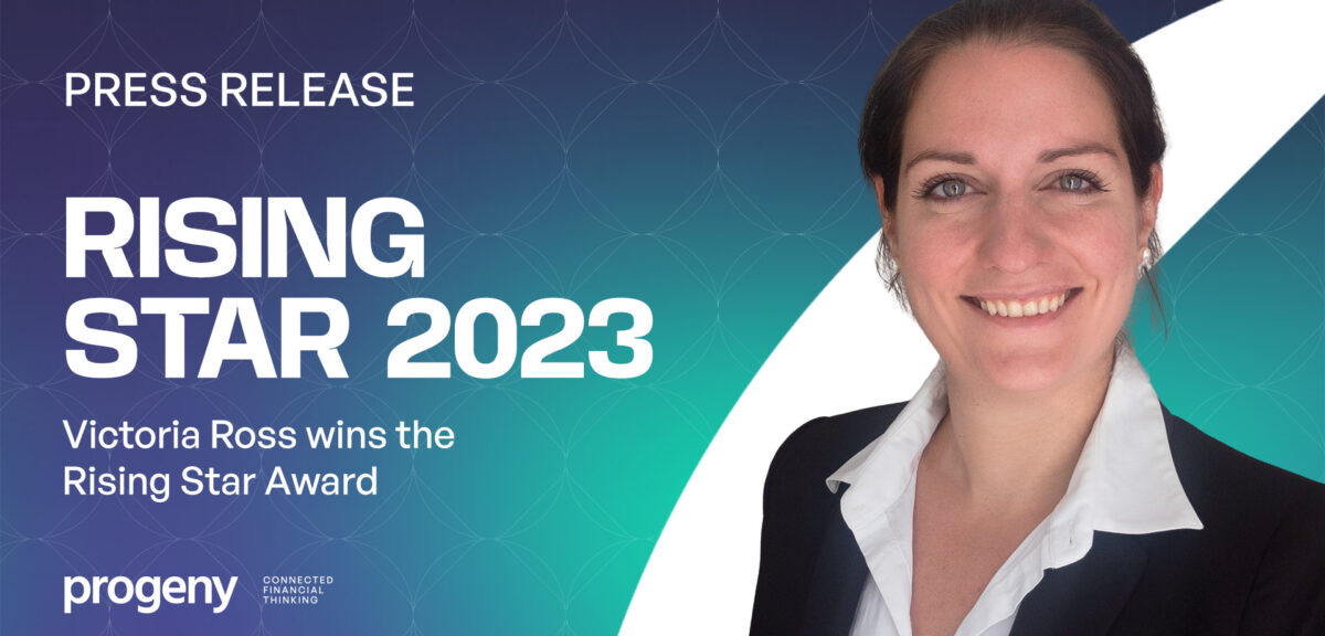 Victoria Ross winner at the WeAreTheCity 2023 Rising Stars Awards Progeny