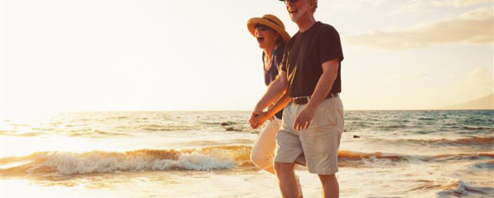 Retired couple on a beach