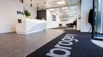 A photo of our new Leeds office’s reception area