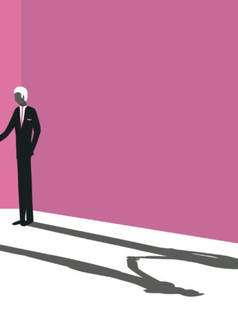 Illustration of two business people shaking hands