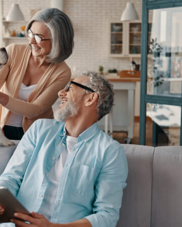 Happy,Senior,Couple,In,Casual,Clothing,Smiling,And,Taking,Care